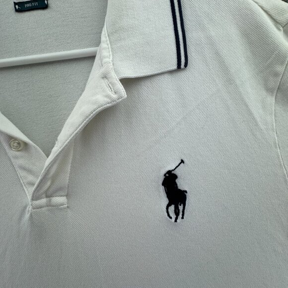 Polo Ralph Lauren Polo Shirt XL White Embroidered Short Sleeve Big Pony Pro Fit - Picture 8 of 15